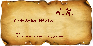 Andráska Mária névjegykártya
